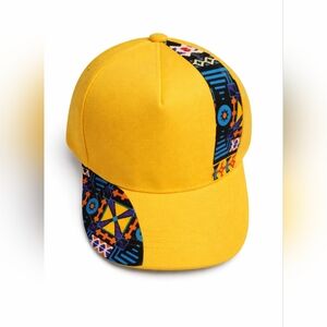 Vibrant Yellow Men's Cap with Geometric Pattern